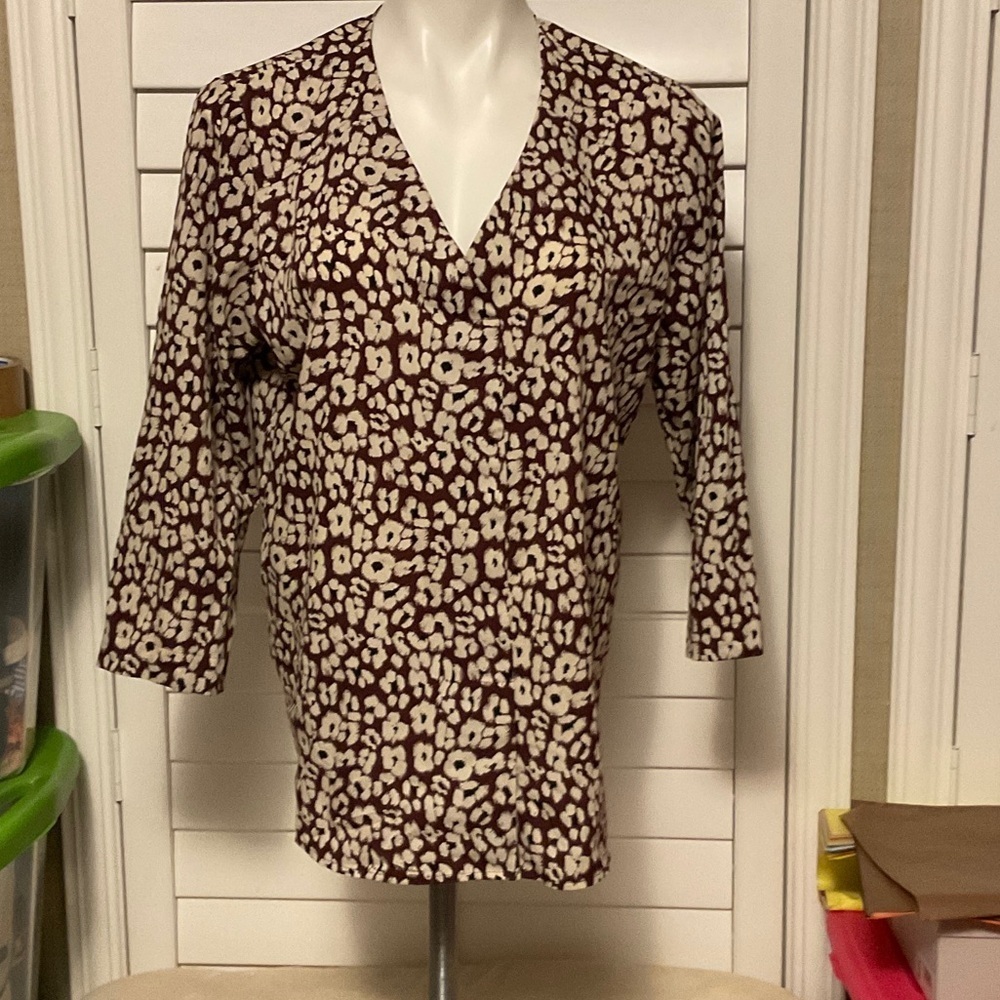 Van Heusen Brown and Cream Floral Blouse